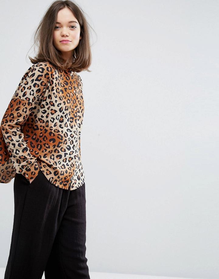 Monki Leopard Boxy Shirt - Multi