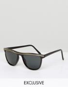 Reclaimed Vintage Inspired Square Black Sunglasses With Gold Detail - Black