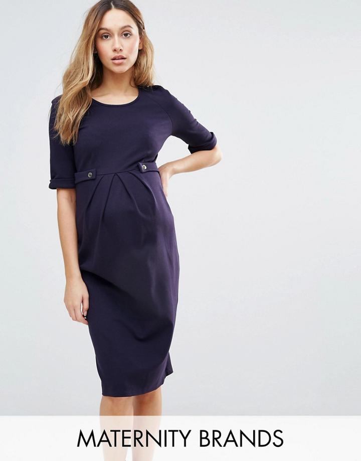 Isabella Oliver Short Sleeve Dress With Button Detail - Navy