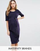 Isabella Oliver Short Sleeve Dress With Button Detail - Navy