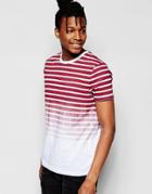 Asos T-shirt With Stripe And Dip Dye In Red - Red