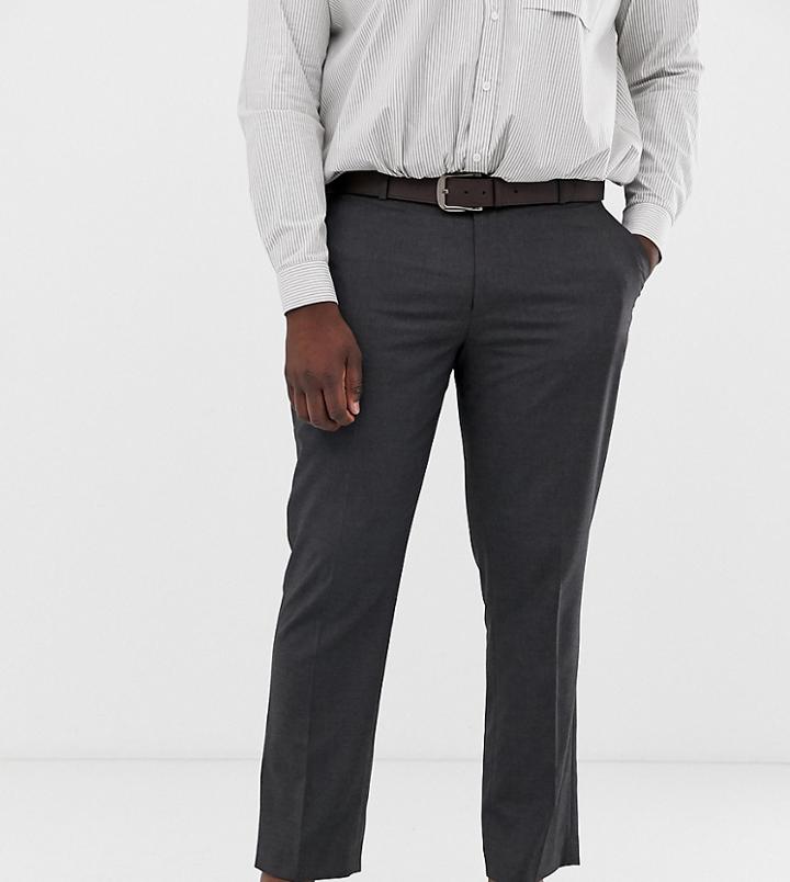 Asos Design Plus Slim Smart Pants In Charcoal-gray
