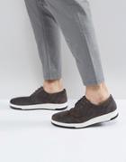 Asos Casual Derby Shoes In Gray Suede With Ribbed Sole - Gray