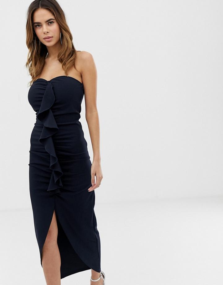 Ax Paris Strapless Midi Dress - Navy
