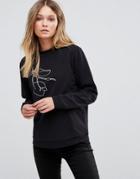 Selected Sweatshirt With Embroidery - Black