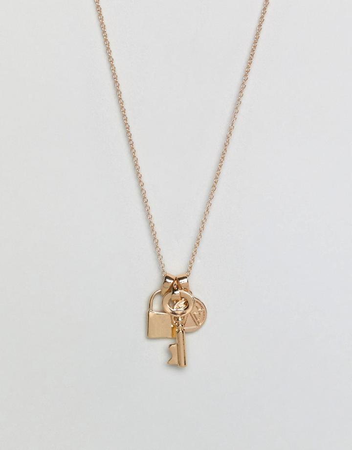 Chained & Able Gold Mini Lock & Key Bunch Necklace - Gold