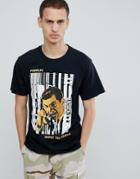 Fairplay Call Dropped Chest Print T-shirt In Black - Black