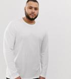 Asos Design Plus Organic Long Sleeve T-shirt With Crew Neck In White - White