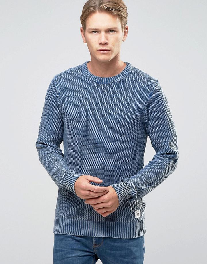 Bellfield Classic Acid Wash Sweater - Navy