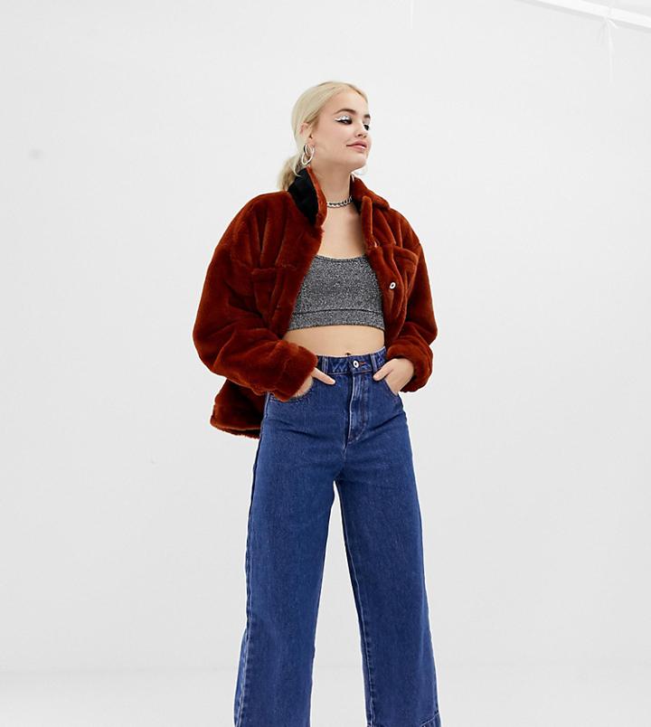 Collusion Wide Leg Jean In Classic Blue - Blue