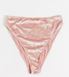 Peek & Beau Fuller Bust Exclusive High Waist Bikini Bottom In Summer Rose Velvet-pink