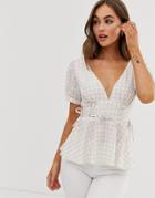 Asos Design Top With Lace Up Corset Detail In Gingham - Multi