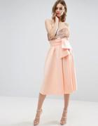 Asos Scuba Prom Skirt With Bow Detail - Beige