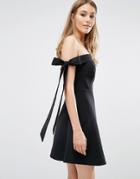 Keepsake Off Shoulder Bow Detail Dress - Black