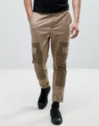 Asos Skinny Cut And Sew Cargo Pants - Stone