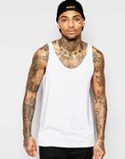 Asos Tank In Skater Fit With Raw Edges - White