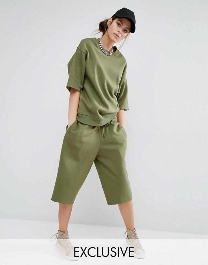 Bones Longline Boxy Shorts Co-ord - Green