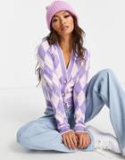 River Island Argyle Print Cardigan In Purple - Part Of A Set