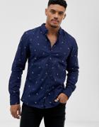 Blend Shirt With Lightning Bolt Print In Blue - Blue