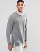 Asos Loungewear Longline Sweatshirt With Acid Wash - Gray