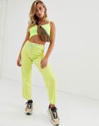 Asos Design Florence Authentic Straight Leg Jeans In Neon Yellow Cord-green
