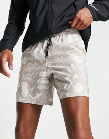 Nike Running Dri-fit A.i.r. Nathan Bell Graphic Woven Shorts In Gray