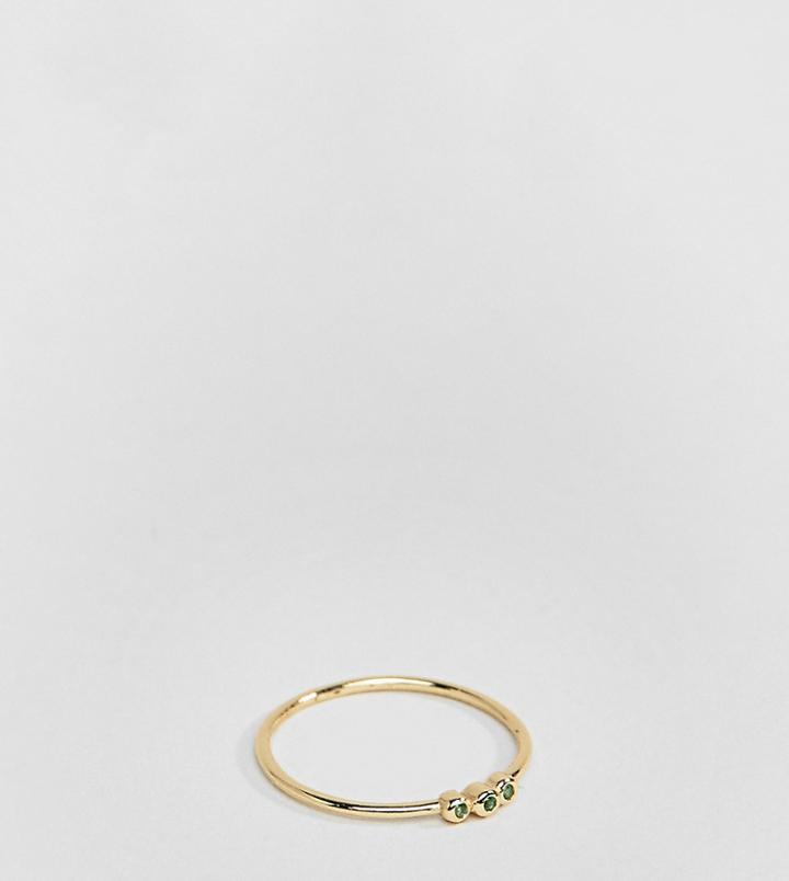 Shashi 18k Gold Plated Mini Emerald Stone Ring - Gold