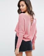 Miss Selfridge Lattice Detail Sweater - Pink
