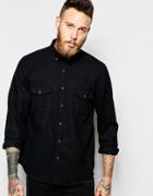Asos Military Shirt In Wool Mix With Long Sleeves - Charcoal