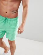 Asos Design Swim Short In Pastel Green Mid Length - Green