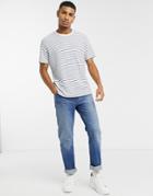 Topman Stripe T-shirt In Blue And White-blues