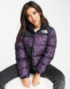 The North Face 1996 Retro Nuptse Leopard Print Jacket In Purple