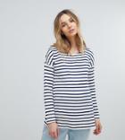 Isabella Oliver Relaxed Stripe Long Sleeve T-shirt - Navy