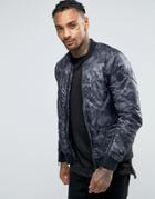 Replay Camo Quilted Bomber Jacket - Gray
