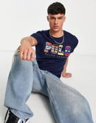 Polo Ralph Lauren T-shirt With Stripe Applique Logo In Navy