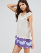 Jasmine Border Print Tunic Dress - Cream