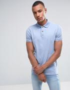 Hollister Slim Fit Pique Polo Seagull Embroidery In Light Blue - Blue