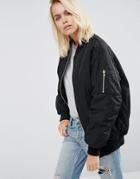 Asos Padded Oversized Bomber Jacket - Black