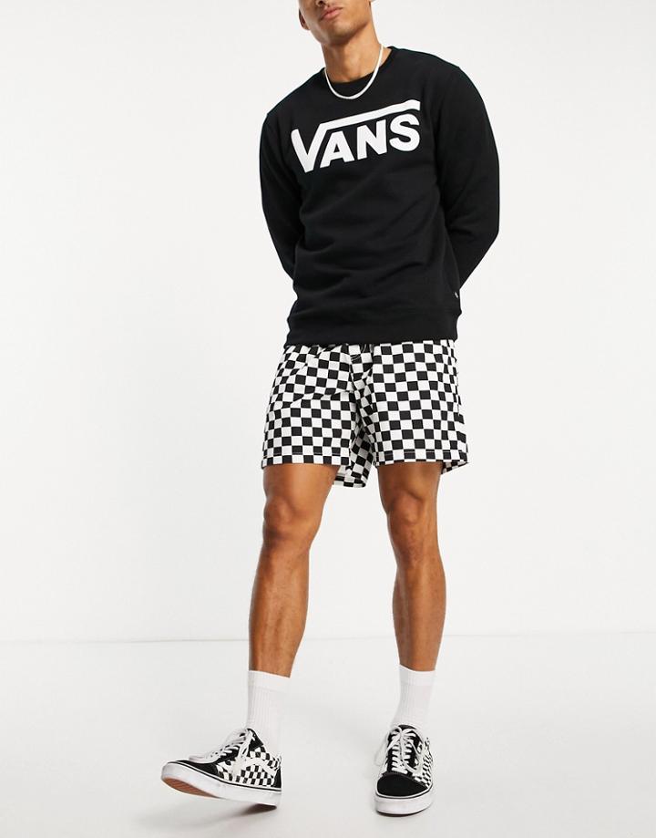 Vans Range Relaxed Drawstring Waist Checkerboard Shorts In White