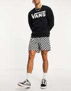 Vans Range Relaxed Drawstring Waist Checkerboard Shorts In White