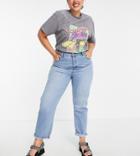 Don't Think Twice Plus Veron Relaxed Fit Mom Jeans In Light Blue Wash-blues
