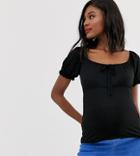 New Look Maternity Square Neck Milkmaid Top In Black - Black