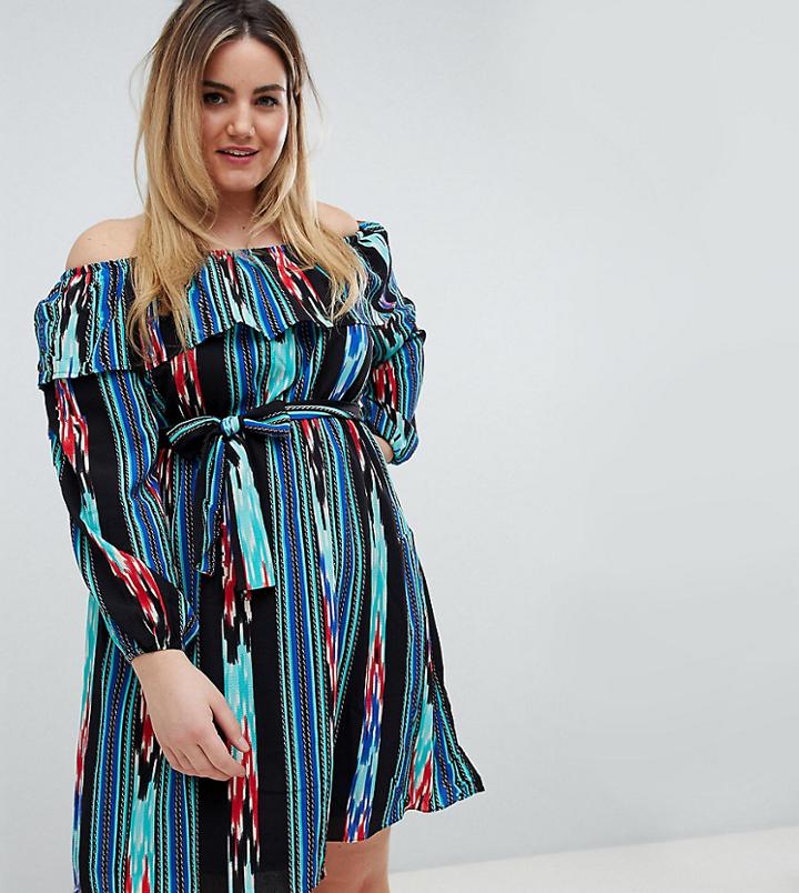 Lovedrobe Printed Bardot Dress - Multi
