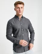 Only & Sons Brushed Shirt With Button Down Collar In Dark Gray-black