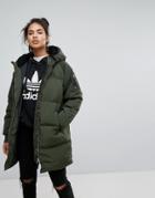 Adidas Originals Long Bomber Jacket In Khaki - Green