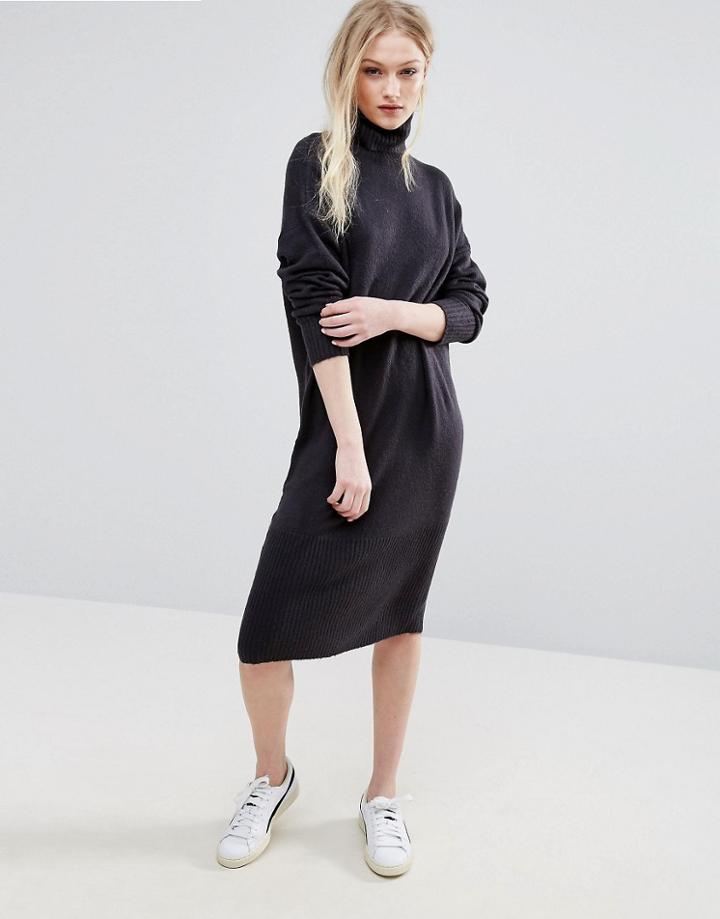 Adpt Never Roll Neck Sweater Dress - Navy
