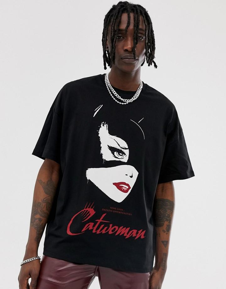 Asos Design Catwoman Oversized T-shirt - Black