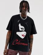 Asos Design Catwoman Oversized T-shirt - Black