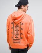 Asos Oversized Hoodie With Geo-tribal Print - Orange
