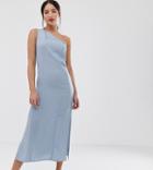 Asos Design Tall One Shoulder Midi Sundress-blue